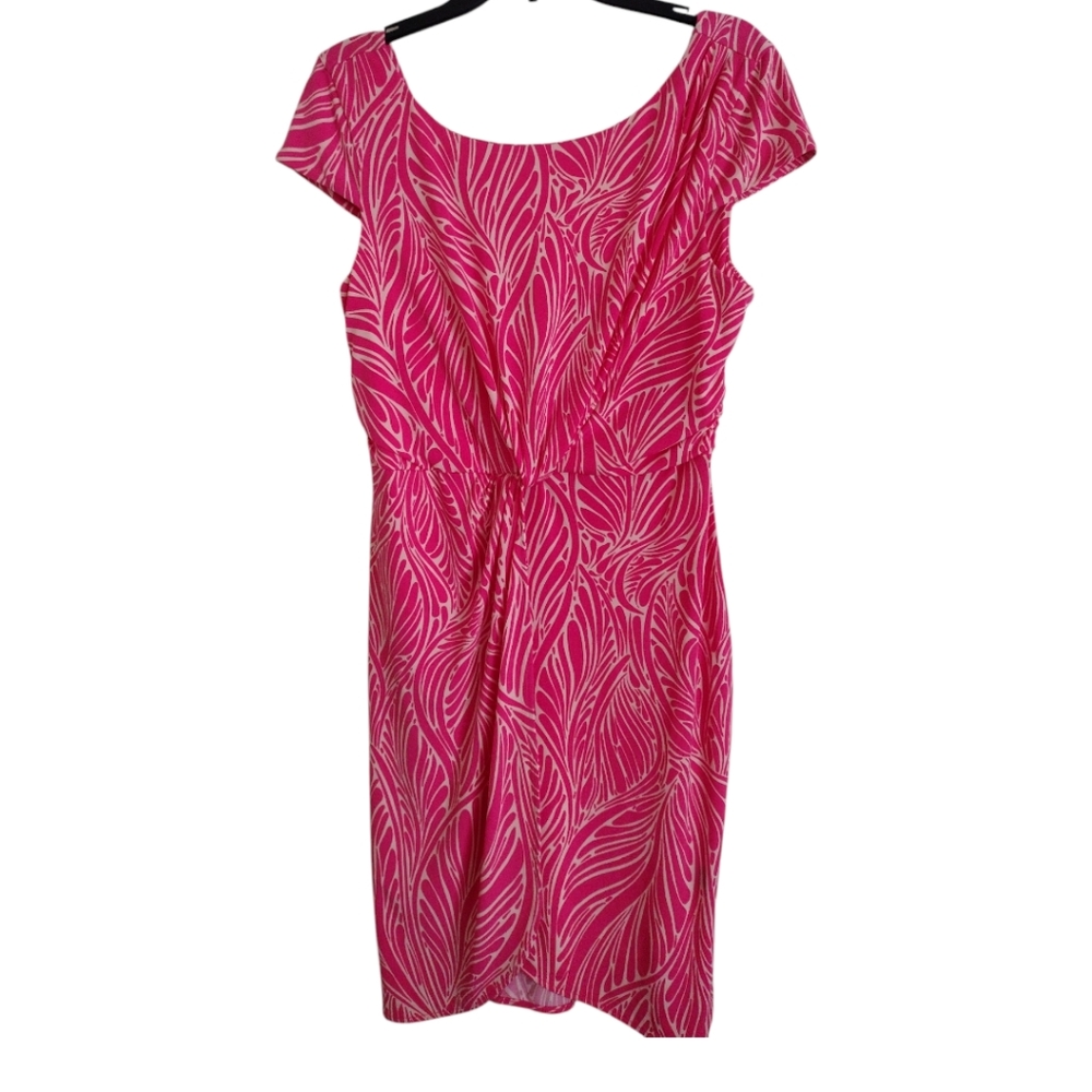 Victoria's Secret pink white wrap dress cap sleeves twist front size large